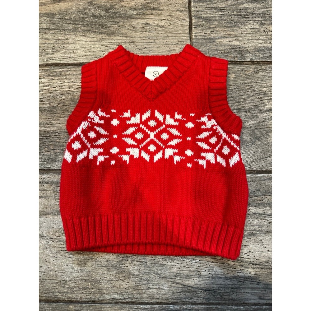 Hanna Andersson‎ size 50 red Christmas sweater vest 0-3